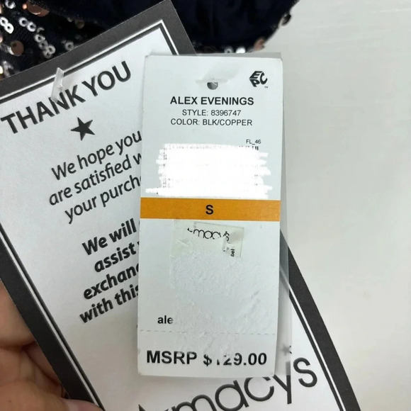 NWT Alex Evenings Black Silver Sequin Party Disco Off Shoulder Formal Blouse S - Picture 9 of 10